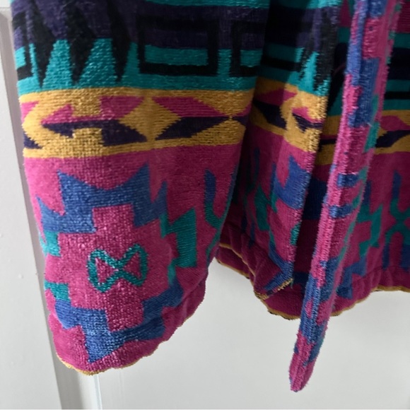 Vintage 90s TJ Lawford Colorful Southwestern Terry Robe Unisex Size Medium Aztec - Picture 8 of 16